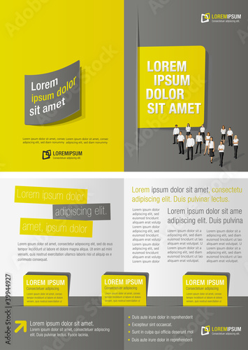 Vektor: Yellow and gray template with business people Yellow and gray template with business people
