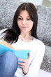 Happy student learning at home