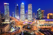 shanghai lujiazui financial center in the evening