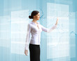 Business woman and touchscreen technology
