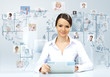 Illustration: Young businesswoman making presentation Young businesswoman making presentation