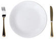 Knife, white plate and fork with clipping path Knife, white plate and fork with clipping path