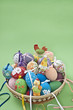 Easter eggs with hare and chickens