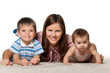 Cheerful children with smiling mother