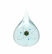 Illustration: Drop of water with lithium atom Drop of water with lithium atom