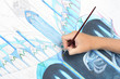 man hand painting abstract gothic style picture