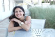 Slow motion beauitul woman smiling on vacation