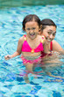 asian child and mother fun in swimming pool asian child and mother fun in swimming pool