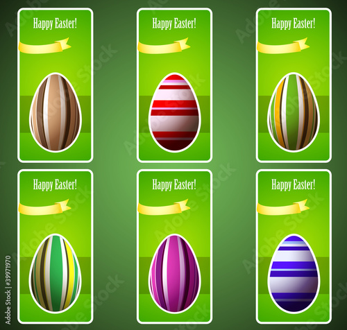 Vector: easter eggs on stickers tag for happy easter easter eggs on stickers tag for happy easter