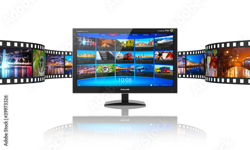 Illustration: Media telecommunications and streaming video concept Media telecommunications and streaming video concept