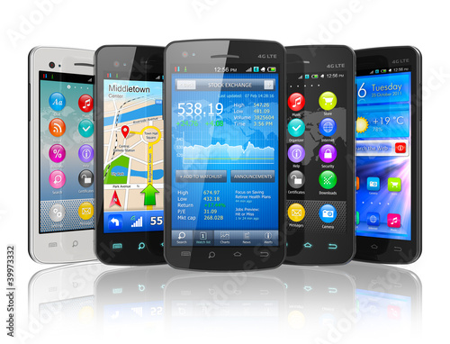 Illustration: Set of touchscreen smartphones Set of touchscreen smartphones
