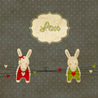 Vintage scrap template with bunnies, love card Vintage scrap template with bunnies, love card