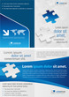 Vektor: blue template for advertising brochure with puzzle pieces blue template for advertising brochure with puzzle pieces