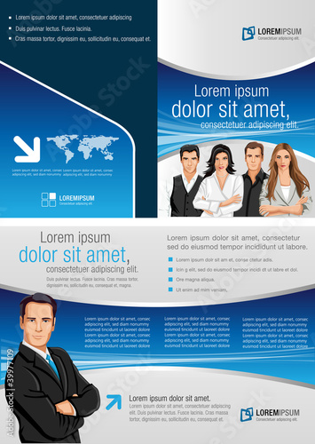 Vektor: blue template for advertising brochure with business people blue template for advertising brochure with business people