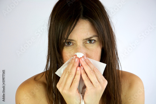 Photo: sick girl looks angry into camera sick girl looks angry into camera