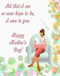 Mother's Day greeting on pastel/white background, space for text