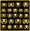 set - golden shield and laurel wreath