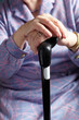 Close Up Of Senior Woman Holding Walking Stick