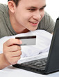 Man purchasing online using credit card