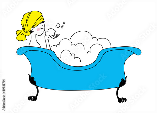Vector: side view of woman sitting in bathtub side view of woman sitting in bathtub