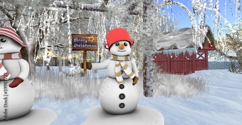 Illustration: Schneemann im Winter Schneemann im Winter