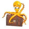 Illustration: 3d render of octopus character 3d render of octopus character
