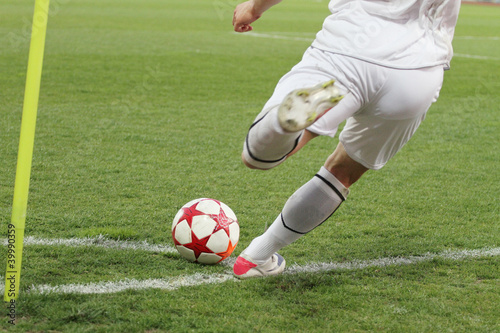 Photo: soccer corner kick. soccer corner kick.