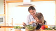 Video: Mother and daughter preparing a salad Mother and daughter preparing a salad