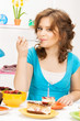 lovely housewife with cake and candle lovely housewife with cake and candle