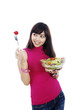 Woman eating healthy salad