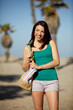 Woman beach town