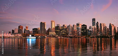 Photo: Vancouver downtown skyline panorama at sunset Vancouver downtown skyline panorama at sunset