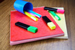 Business still-life with notebooks and markers Business still-life with notebooks and markers