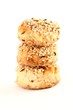Sesame-topped stack of cookies