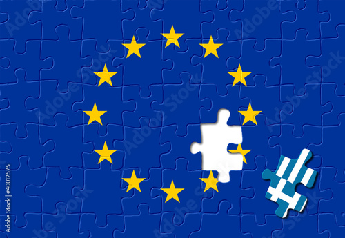 Illustration: Jigsaw puzzle showing Greece removed from the European Union Jigsaw puzzle showing Greece removed from the European Union