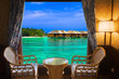 Hotel room and tropical landscape