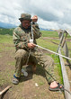 Man nomad weaving rope