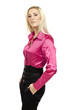 portrait blonde woman on white background
