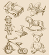hand drawn vintage toys collection