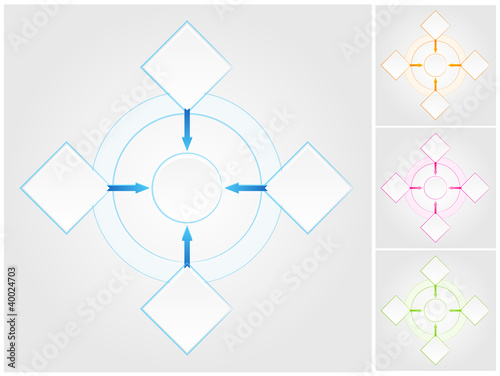Vector: Blank flowchart. Four color variations in different layers Blank flowchart. Four color variations in different layers