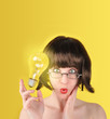 Surprised Idea Woman with Lightbulb