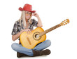 The beautiful girl in a cowboy's hat isolated