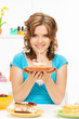 lovely housewife with cake and candle lovely housewife with cake and candle