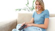 Woman changing of channel 
