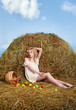 country girl on hay