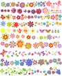 Set of flowers and butterflies