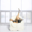 blonde on furry arm-chair blonde on furry arm-chair