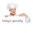 Young female chef with copy space banner