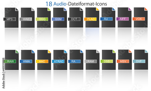 Vector: 18 Audio Dateityp Icons 18 Audio Dateityp Icons