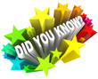 Did You Know Question Words in Colorful Starburst